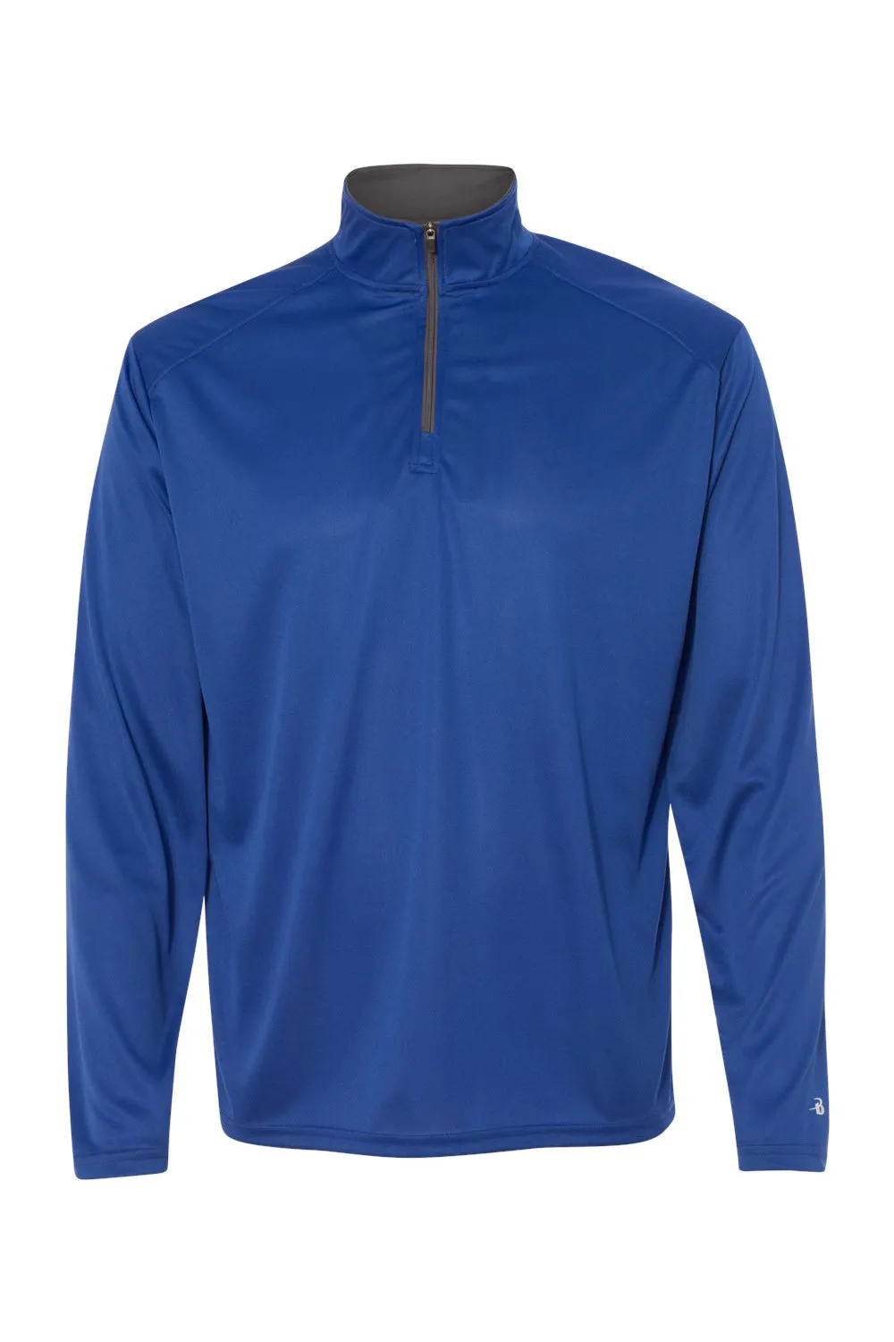Badger Mens B-Core Moisture Wicking 1/4 Zip Sweatshirt - Royal Blue/Graphite Grey