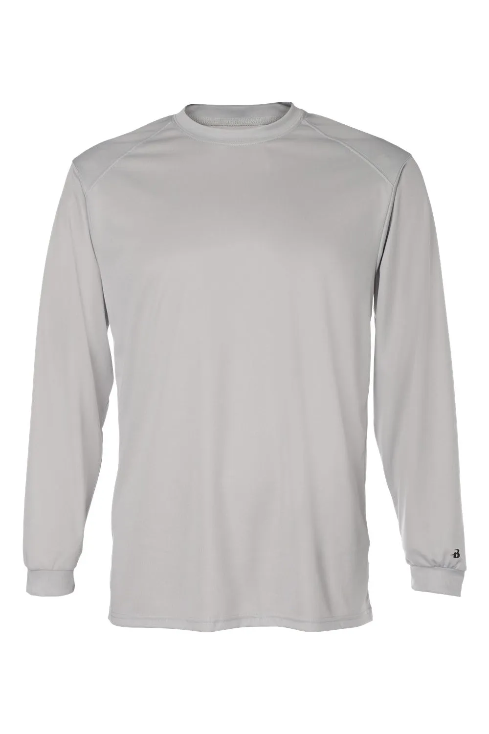 Badger Mens B-Core Moisture Wicking Long Sleeve Crewneck T-Shirt - Silver Grey