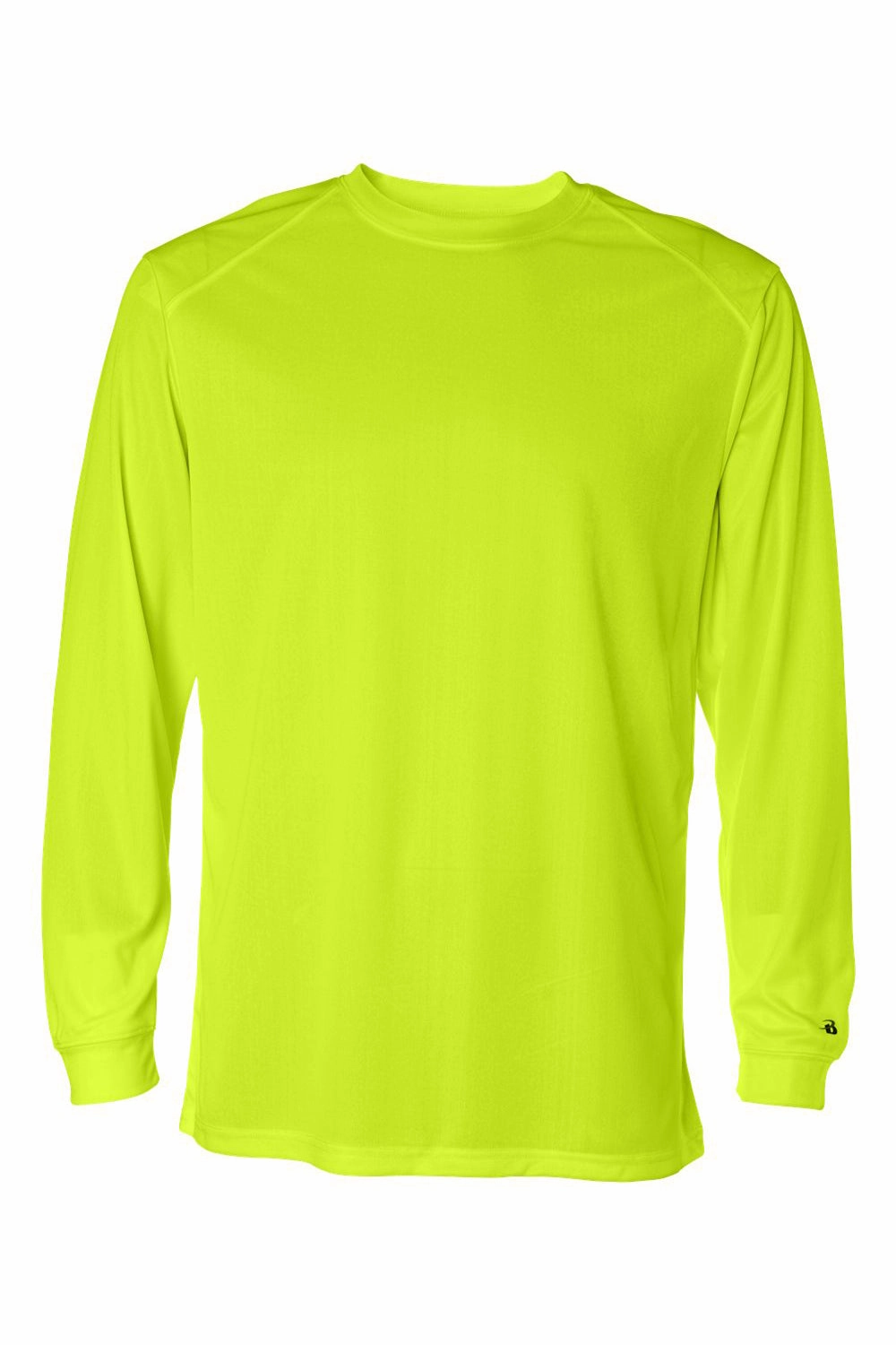 Badger Mens B-Core Moisture Wicking Long Sleeve Crewneck T-Shirt - Safety Yellow