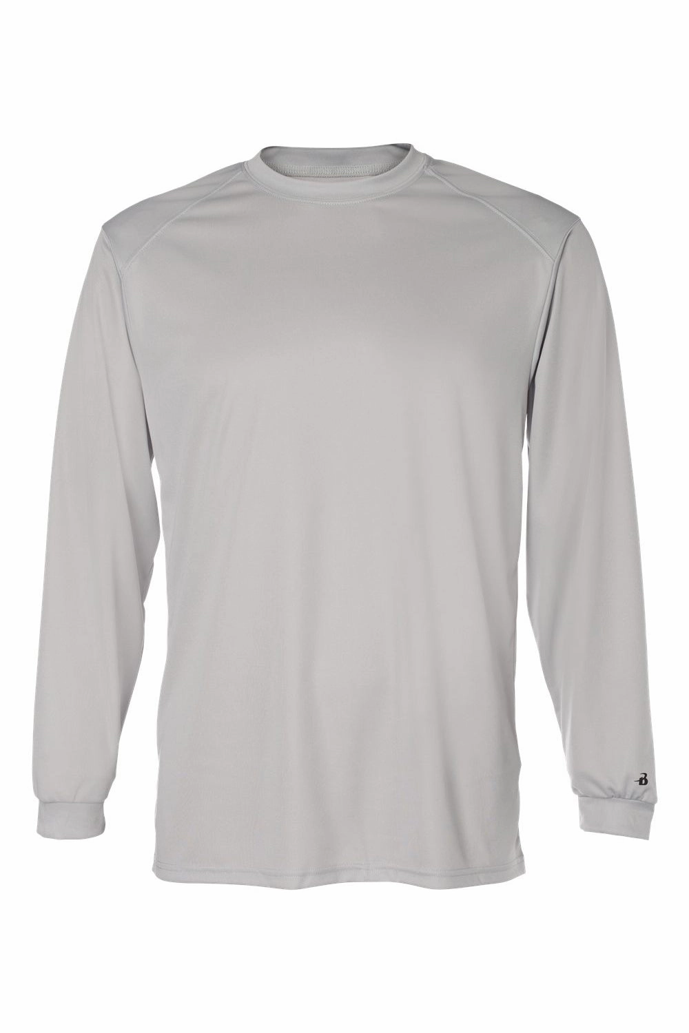 Badger Mens B-Core Moisture Wicking Long Sleeve Crewneck T-Shirt - Silver Grey