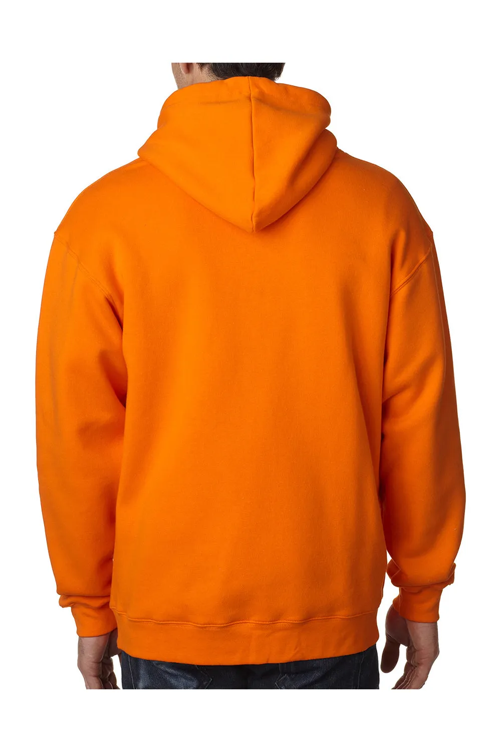 Bayside Mens USA Made Full Zip Hooded Sweatshirt Hoodie w/ Pockets - Bright Orange