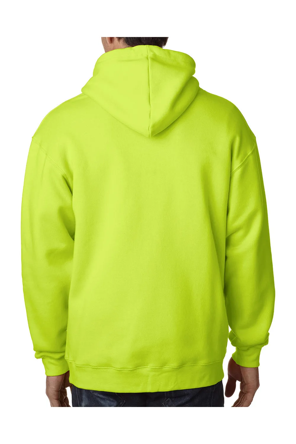 Bayside Mens USA Made Full Zip Hooded Sweatshirt Hoodie w/ Pockets - Lime Green