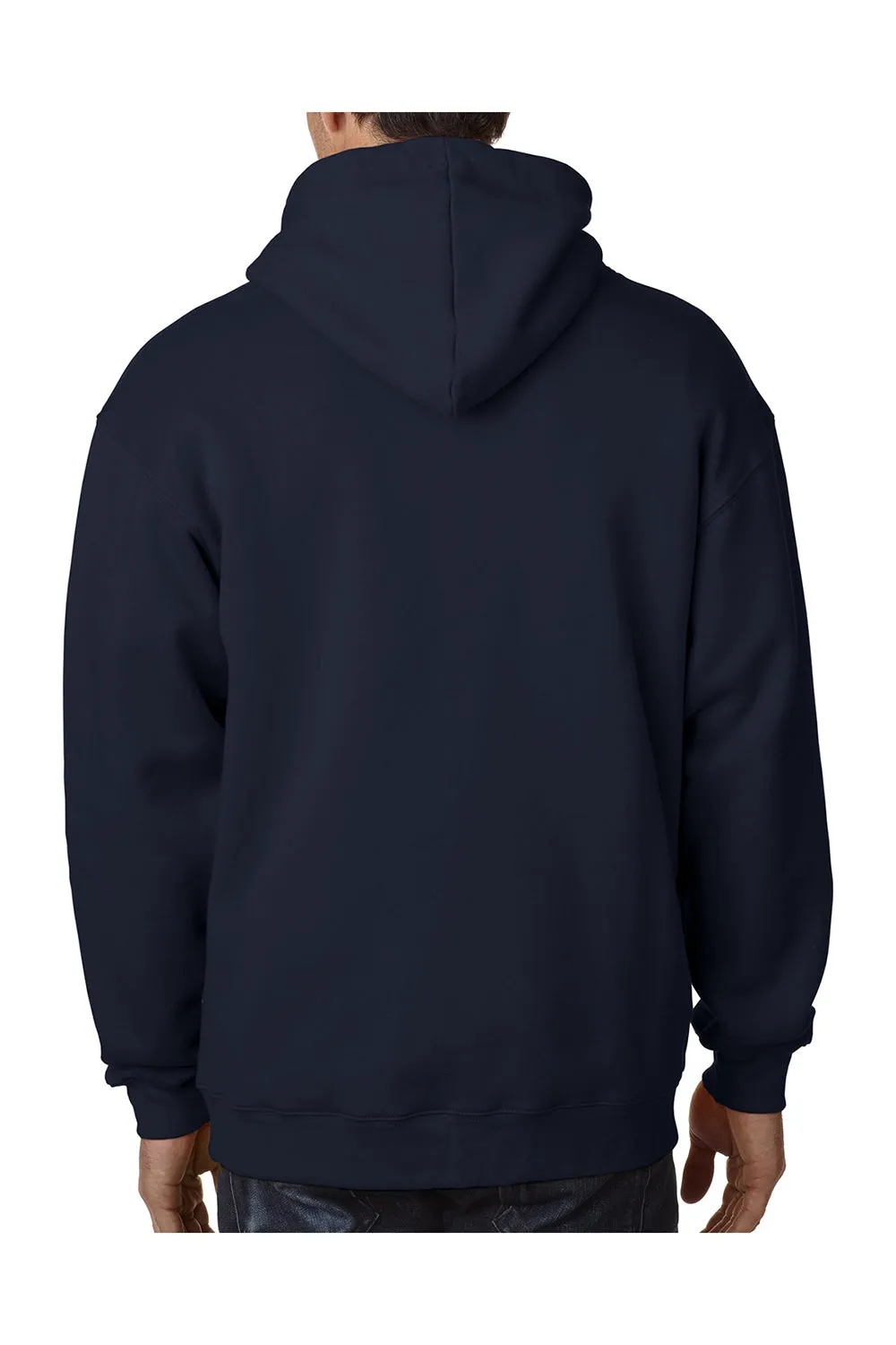 Bayside Mens USA Made Full Zip Hooded Sweatshirt Hoodie w/ Pockets - Navy Blue