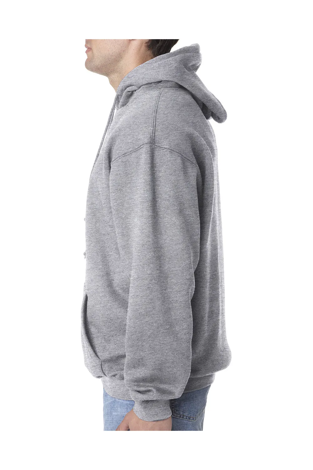 Bayside Mens USA Made Hooded Sweatshirt Hoodie w/ Pouch Pocket - Dark Ash Grey