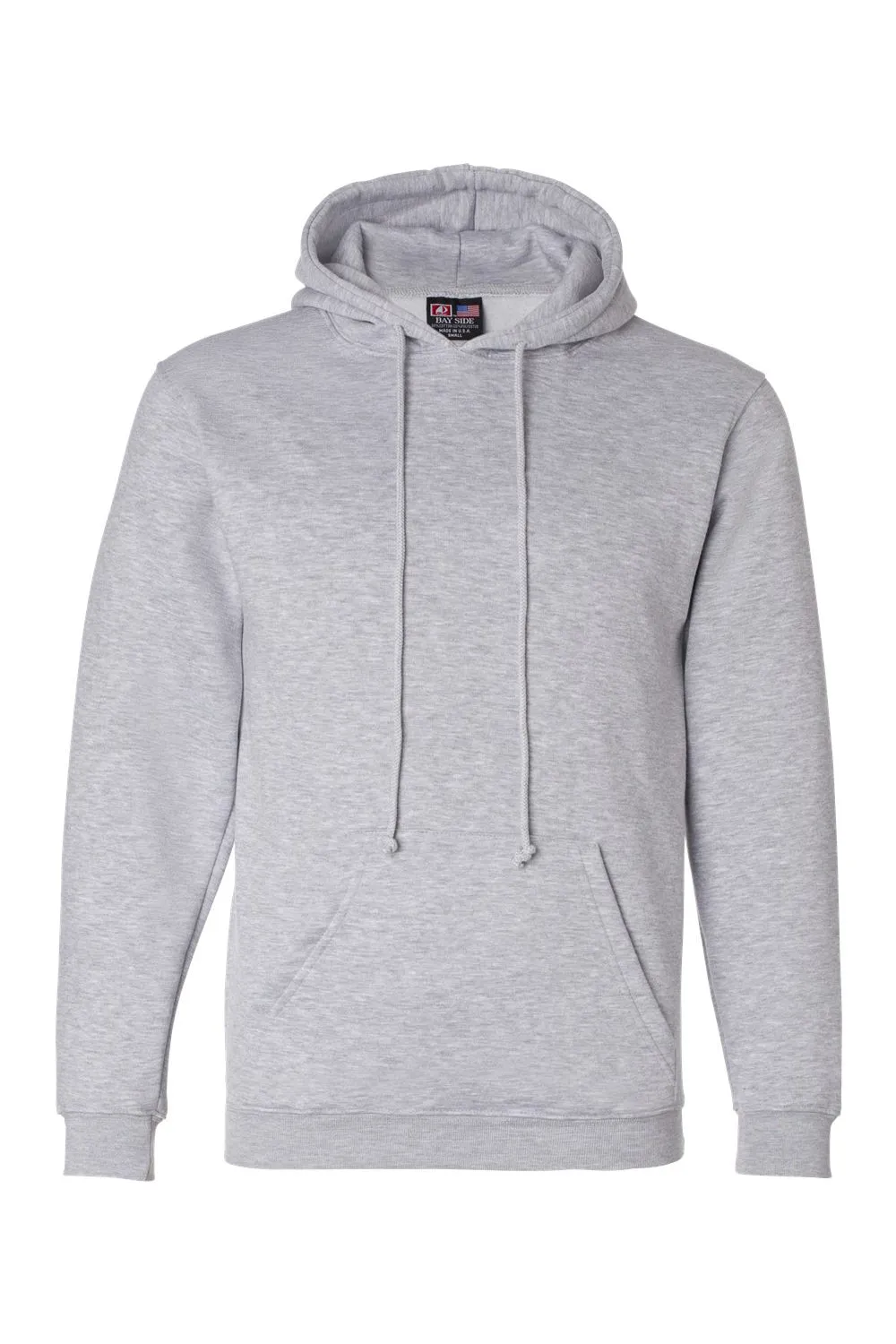 Bayside Mens USA Made Hooded Sweatshirt Hoodie w/ Pouch Pocket - Dark Ash Grey
