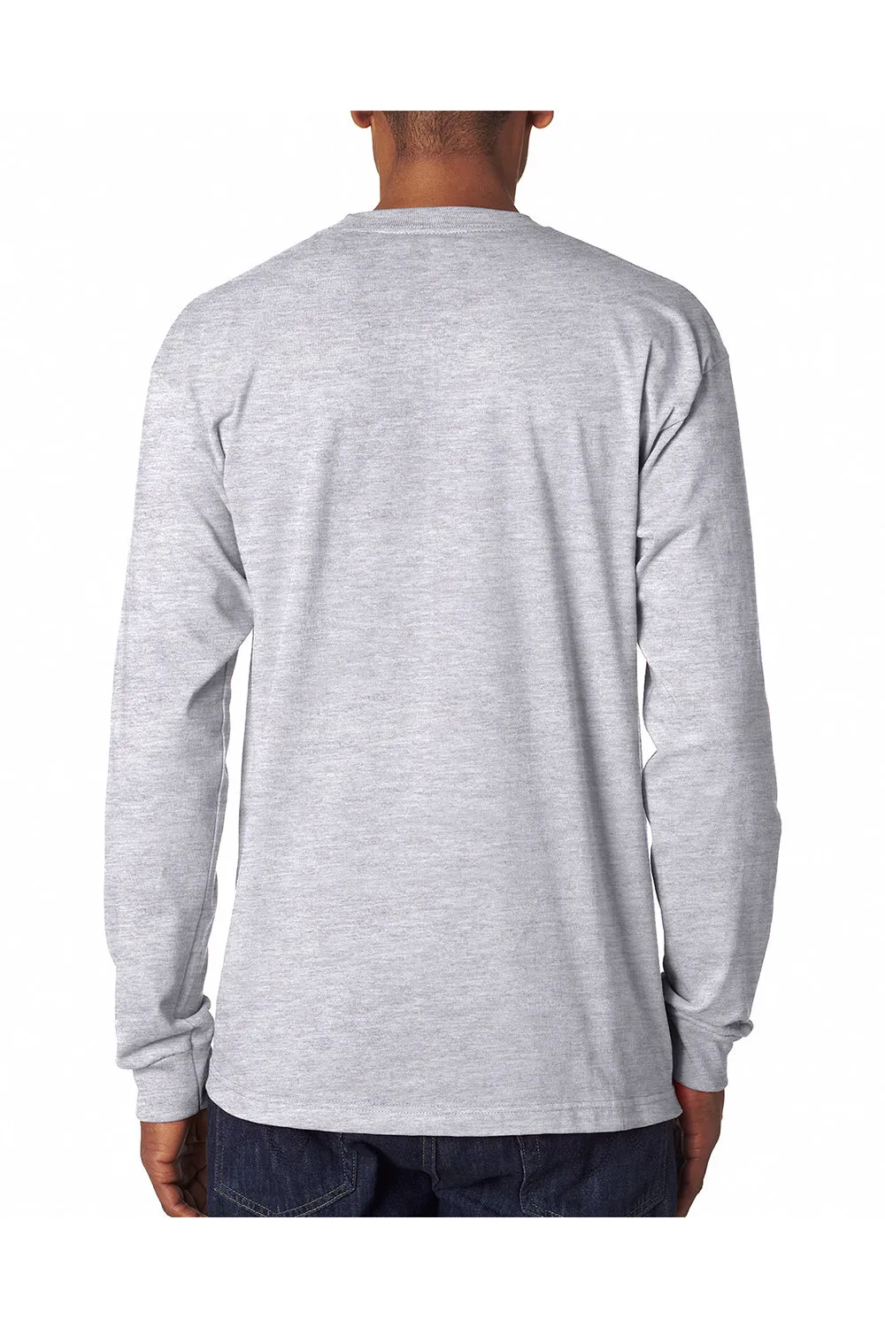 Bayside Mens USA Made Long Sleeve Crewneck T-Shirt - Ash Grey
