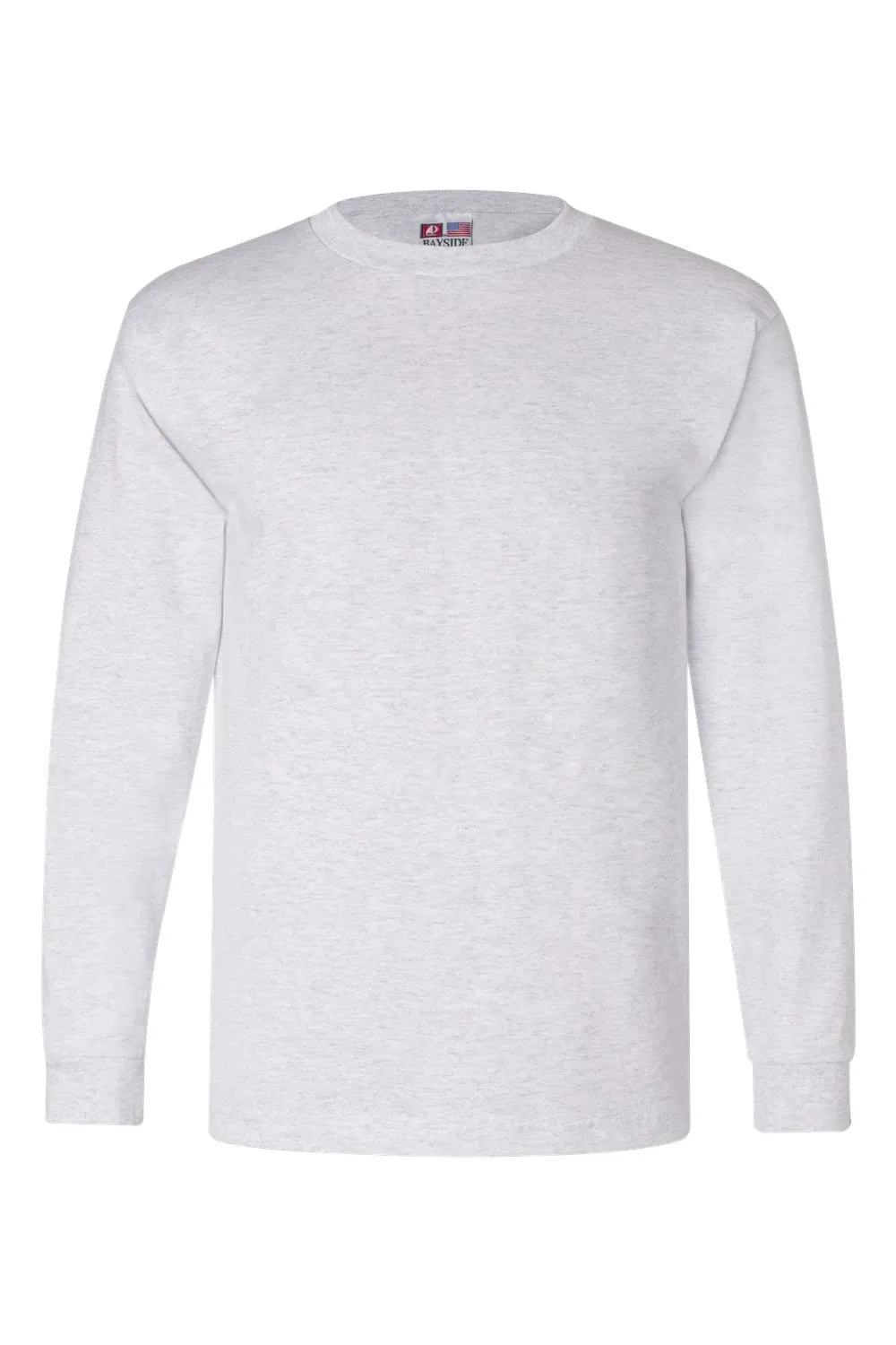Bayside Mens USA Made Long Sleeve Crewneck T-Shirt - Ash Grey