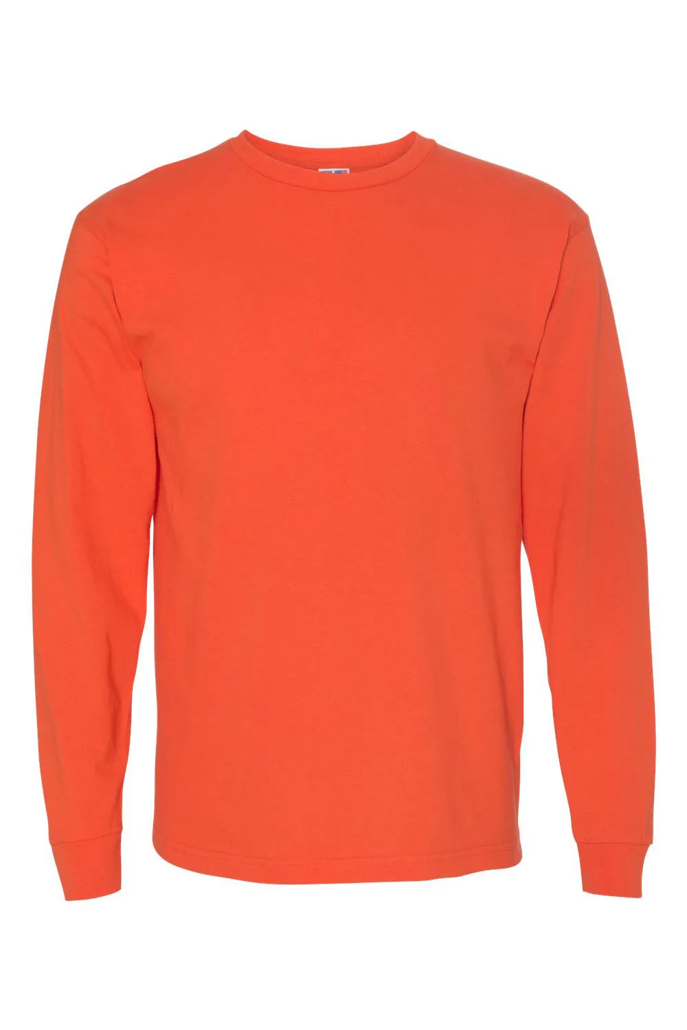 Bayside Mens USA Made Long Sleeve Crewneck T-Shirt - Bright Orange