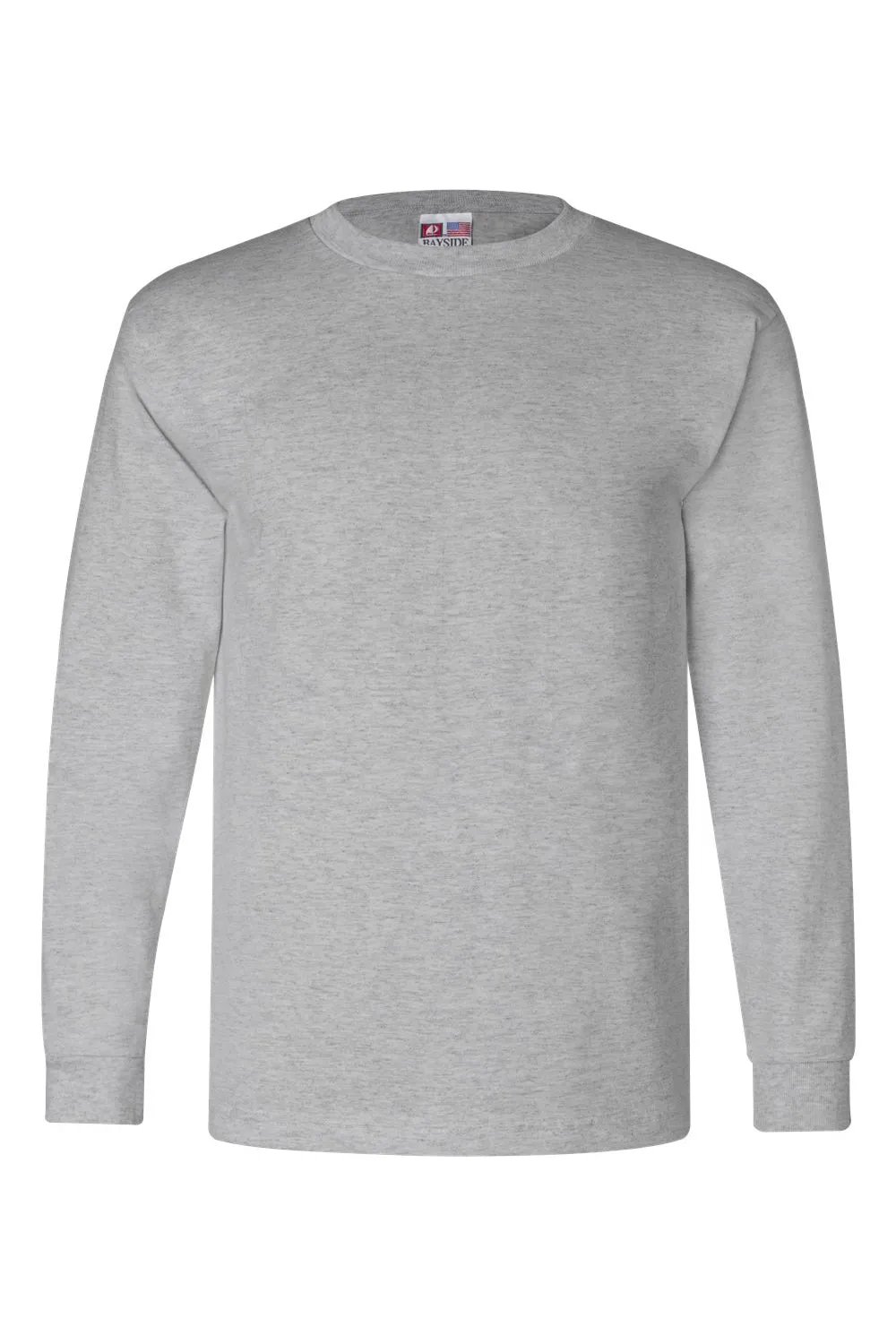 Bayside Mens USA Made Long Sleeve Crewneck T-Shirt - Dark Ash Grey