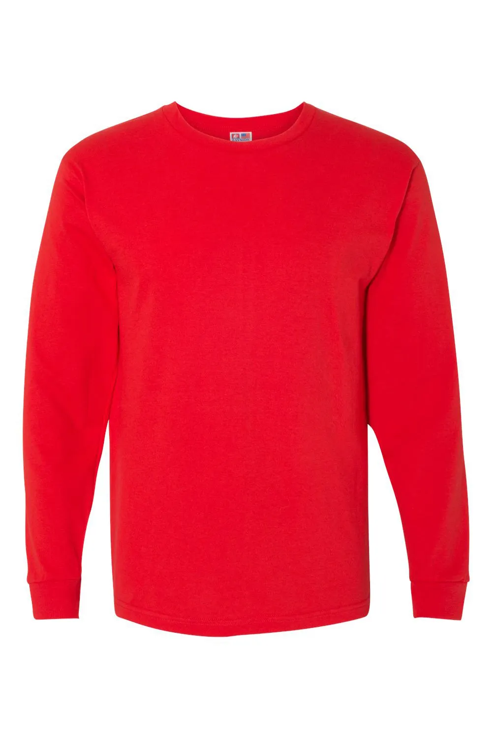 Bayside Mens USA Made Long Sleeve Crewneck T-Shirt - Red