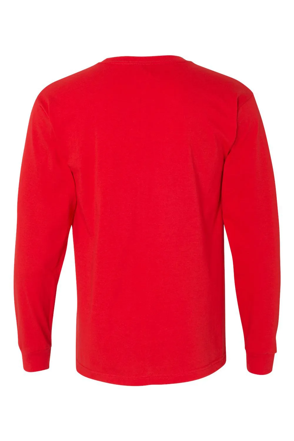 Bayside Mens USA Made Long Sleeve Crewneck T-Shirt - Red