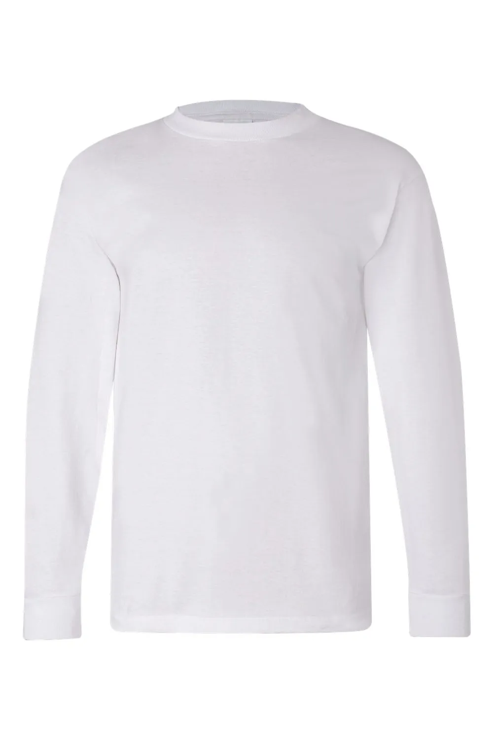 Bayside Mens USA Made Long Sleeve Crewneck T-Shirt - White