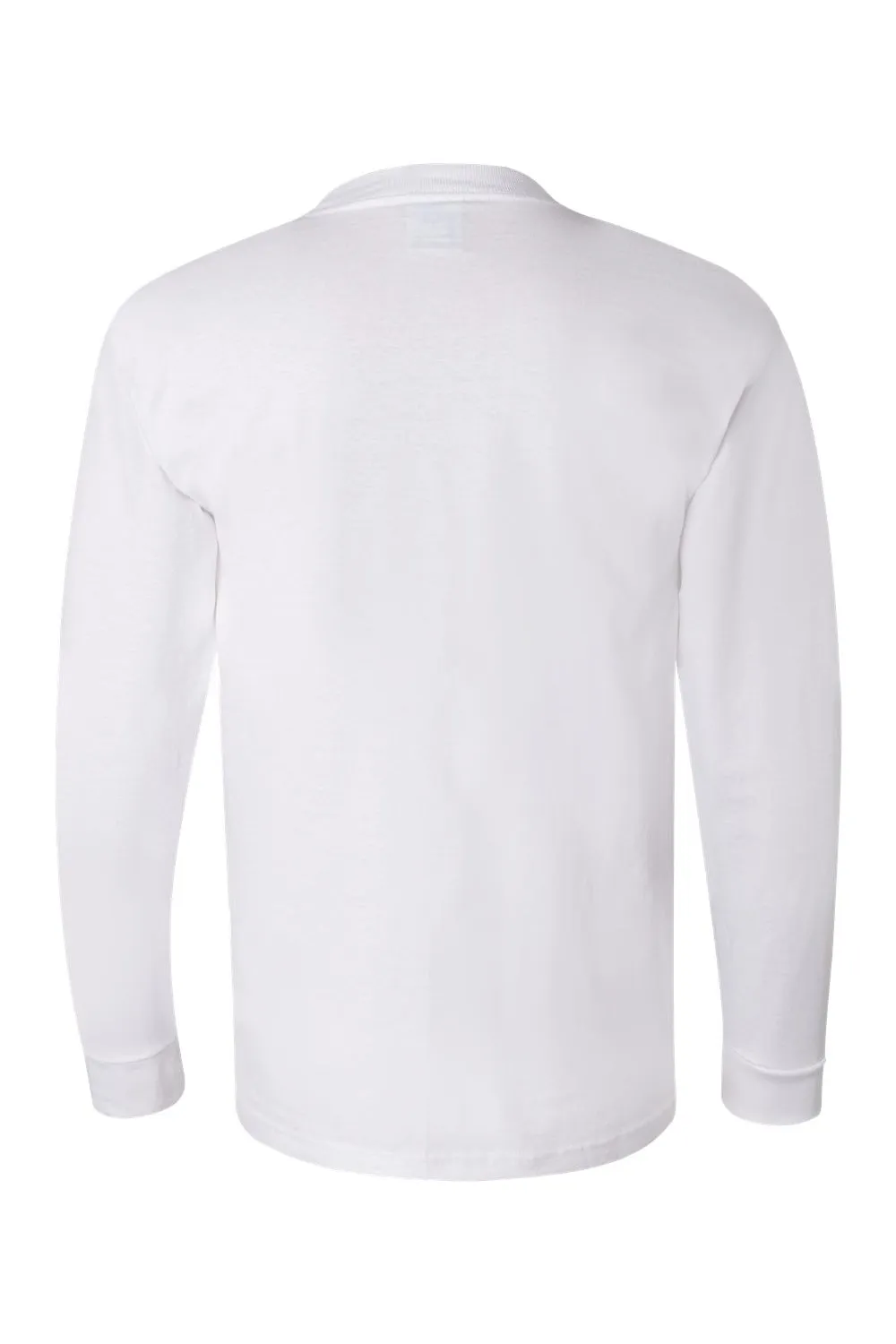 Bayside Mens USA Made Long Sleeve Crewneck T-Shirt - White