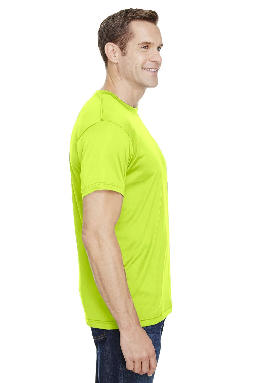 Bayside Mens USA Made Performance Short Sleeve Crewneck T-Shirt - Lime Green