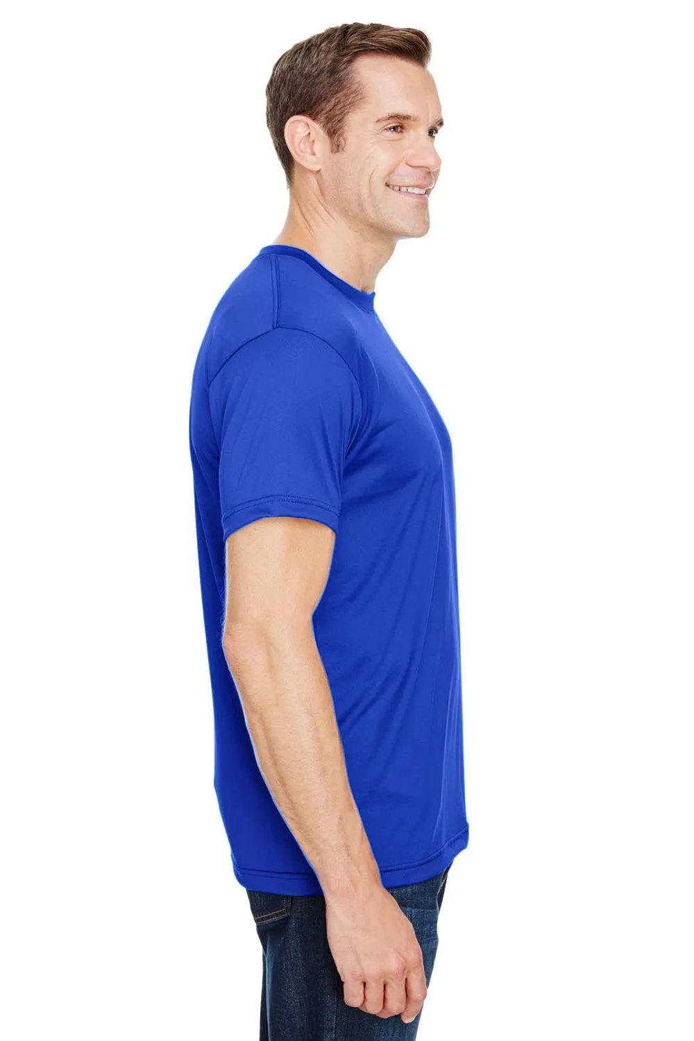 Bayside Mens USA Made Performance Short Sleeve Crewneck T-Shirt - Royal Blue