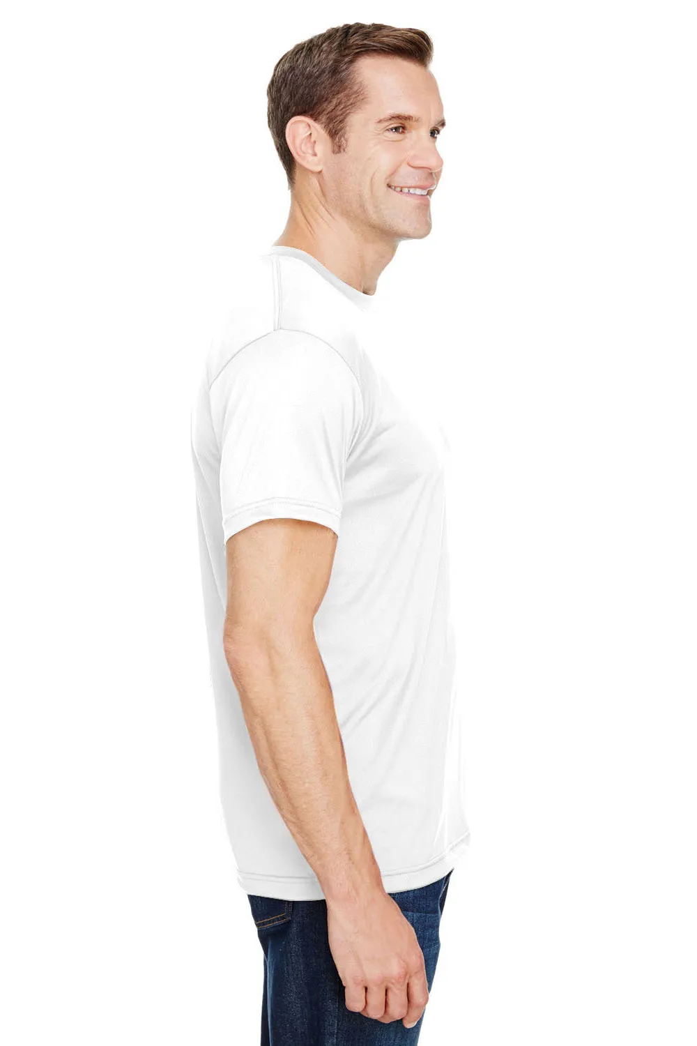 Bayside Mens USA Made Performance Short Sleeve Crewneck T-Shirt - White