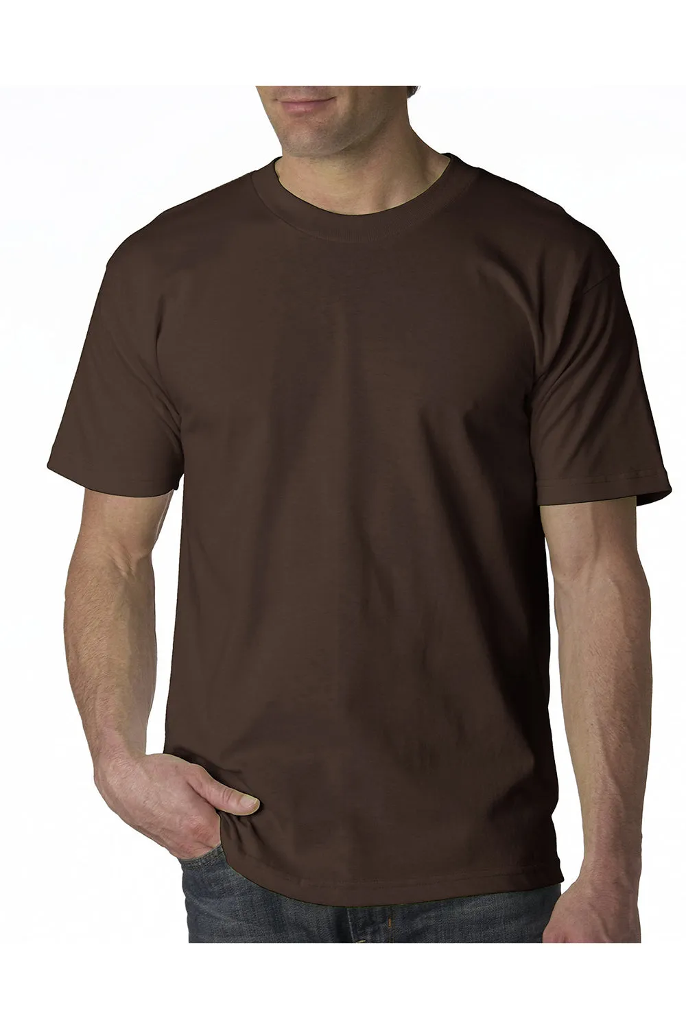 Bayside Mens USA Made Short Sleeve Crewneck T-Shirt - Chocolate Brown
