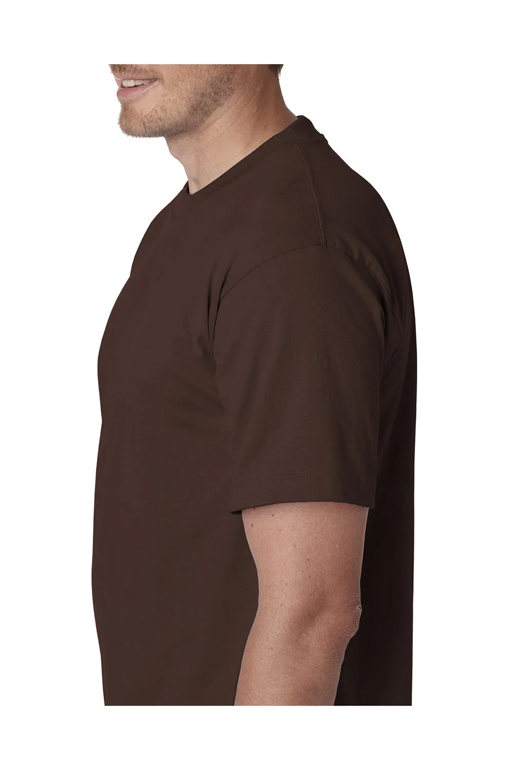 Bayside Mens USA Made Short Sleeve Crewneck T-Shirt - Chocolate Brown