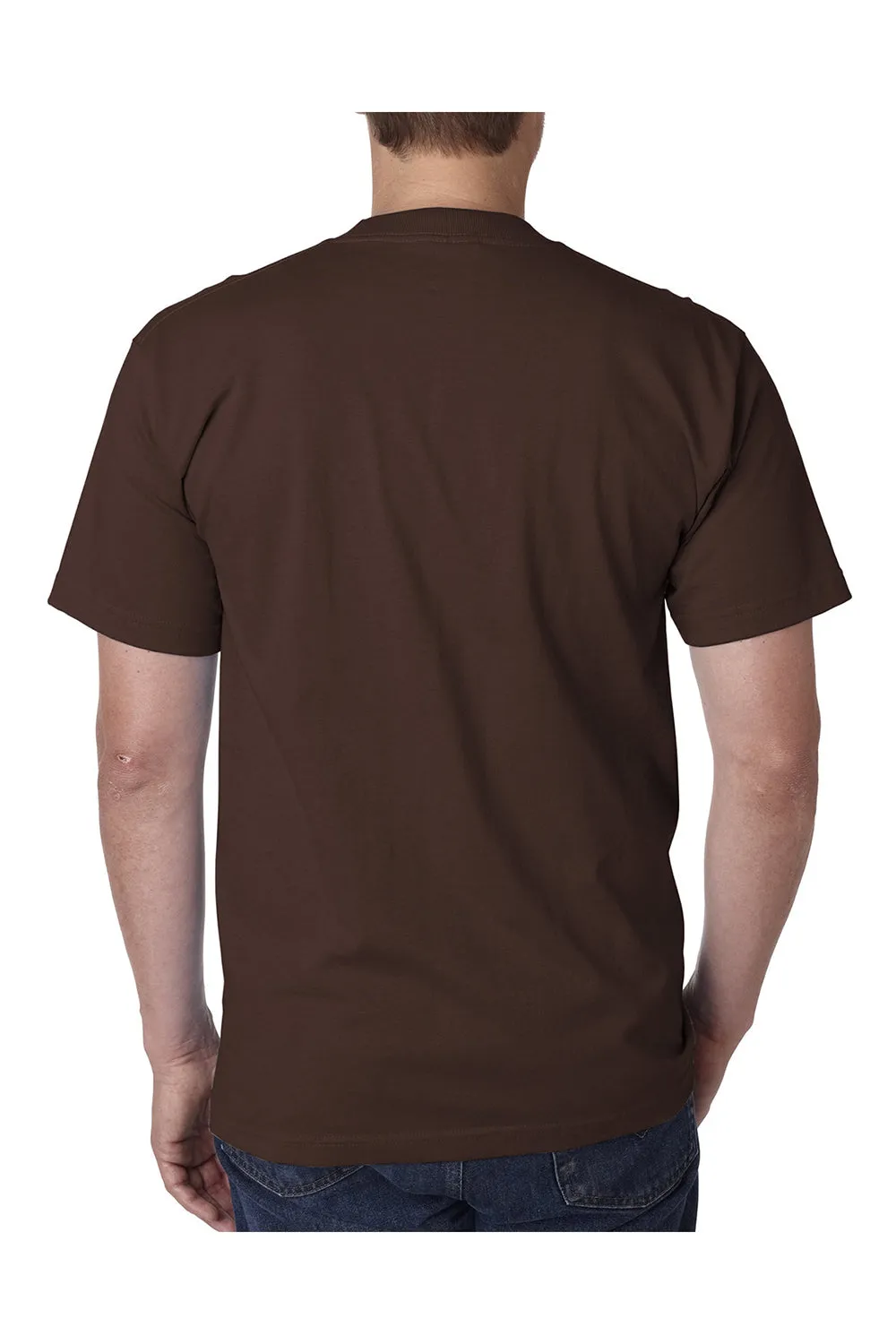 Bayside Mens USA Made Short Sleeve Crewneck T-Shirt - Chocolate Brown