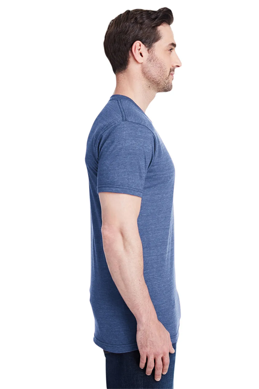 Bayside Mens USA Made Short Sleeve Crewneck T-Shirt - Denim Blue