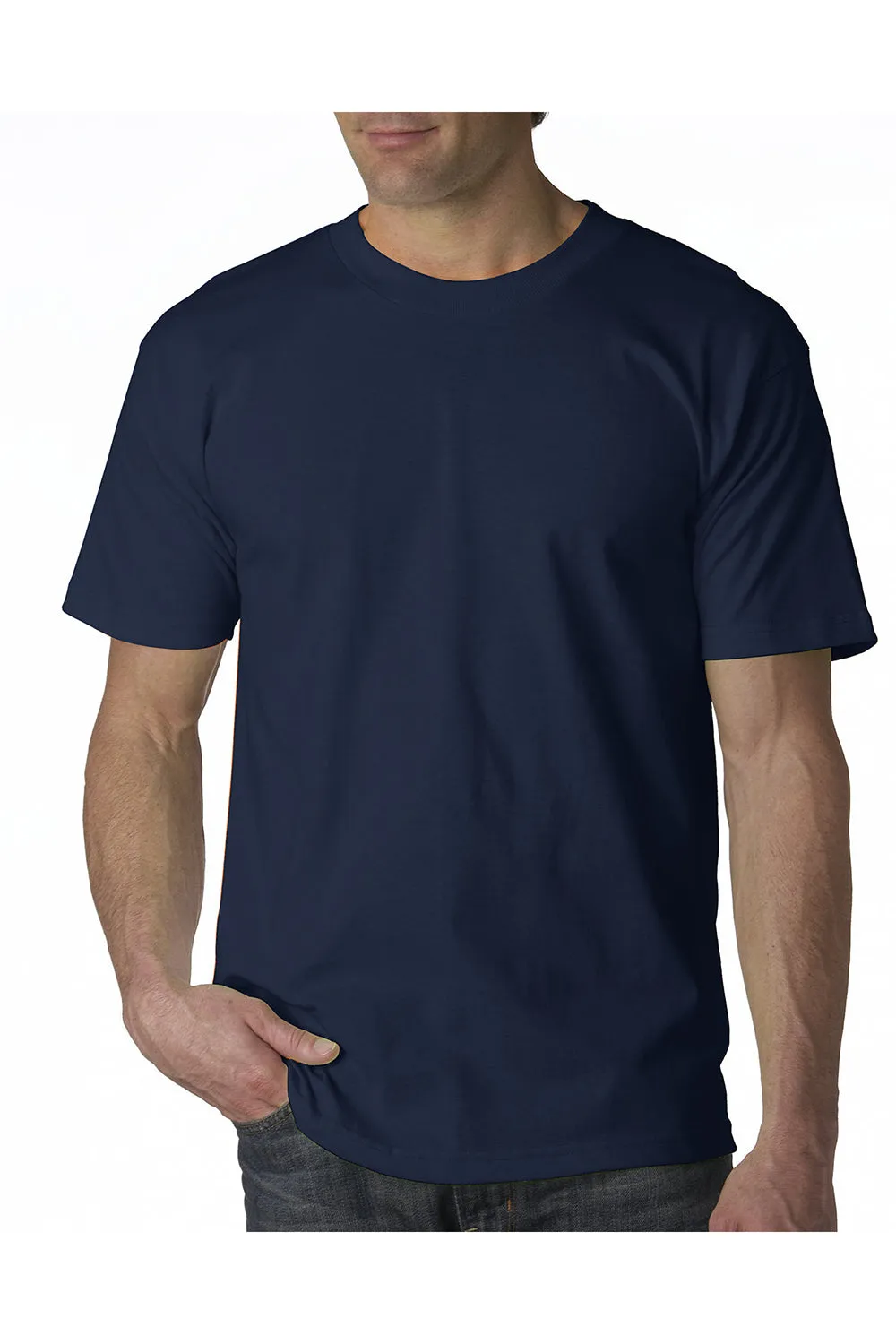 Bayside Mens USA Made Short Sleeve Crewneck T-Shirt - Navy Blue