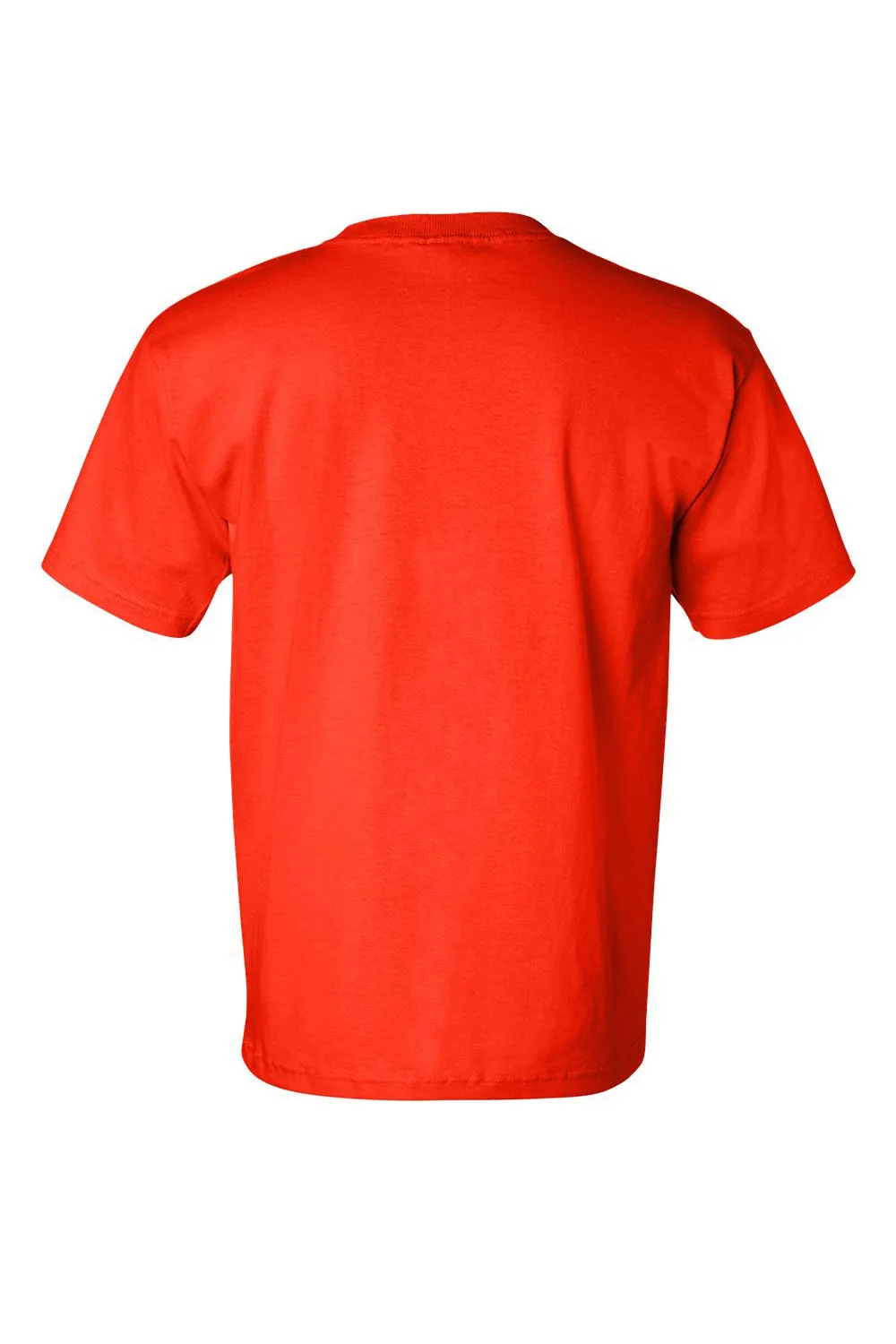 Bayside Mens USA Made Short Sleeve Crewneck T-Shirt w/ Pocket - Bright Orange