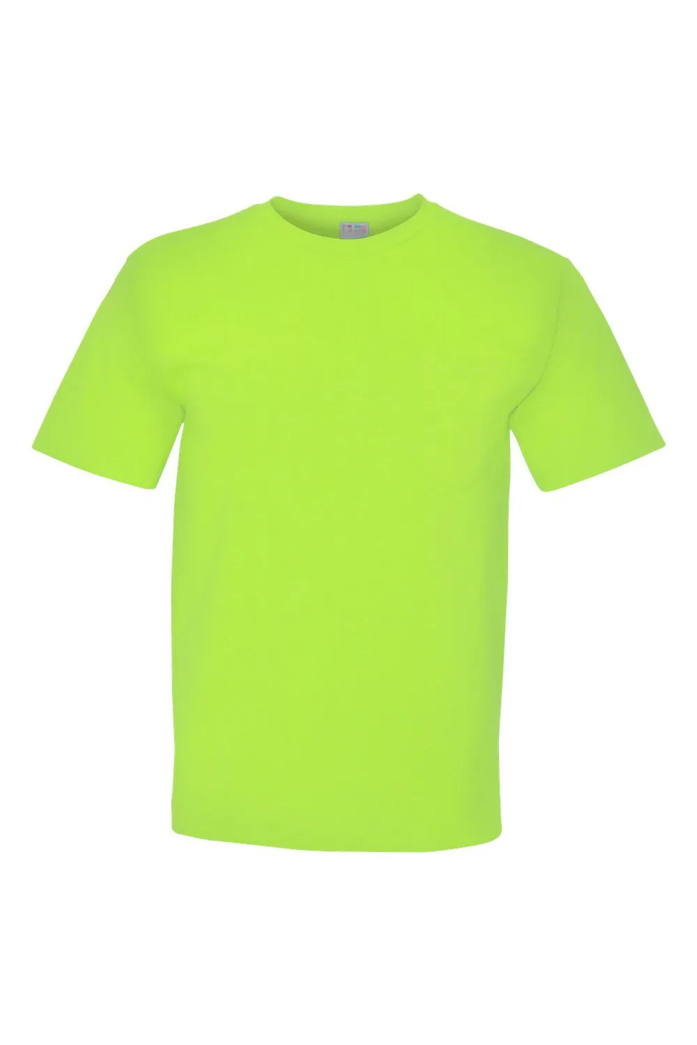 Bayside Mens USA Made Short Sleeve Crewneck T-Shirt w/ Pocket - Lime Green