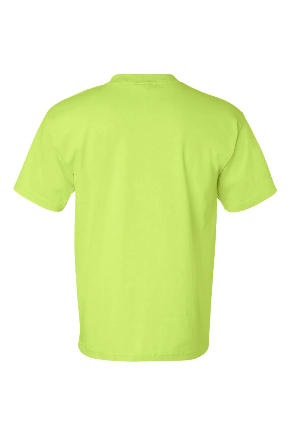 Bayside Mens USA Made Short Sleeve Crewneck T-Shirt w/ Pocket - Lime Green