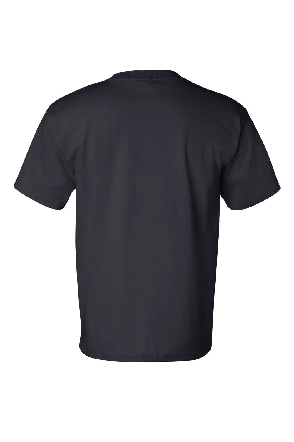 Bayside Mens USA Made Short Sleeve Crewneck T-Shirt w/ Pocket - Navy Blue