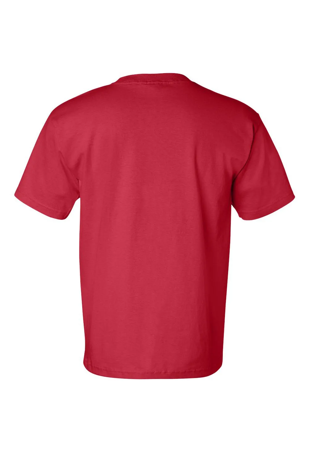 Bayside Mens USA Made Short Sleeve Crewneck T-Shirt w/ Pocket - Red