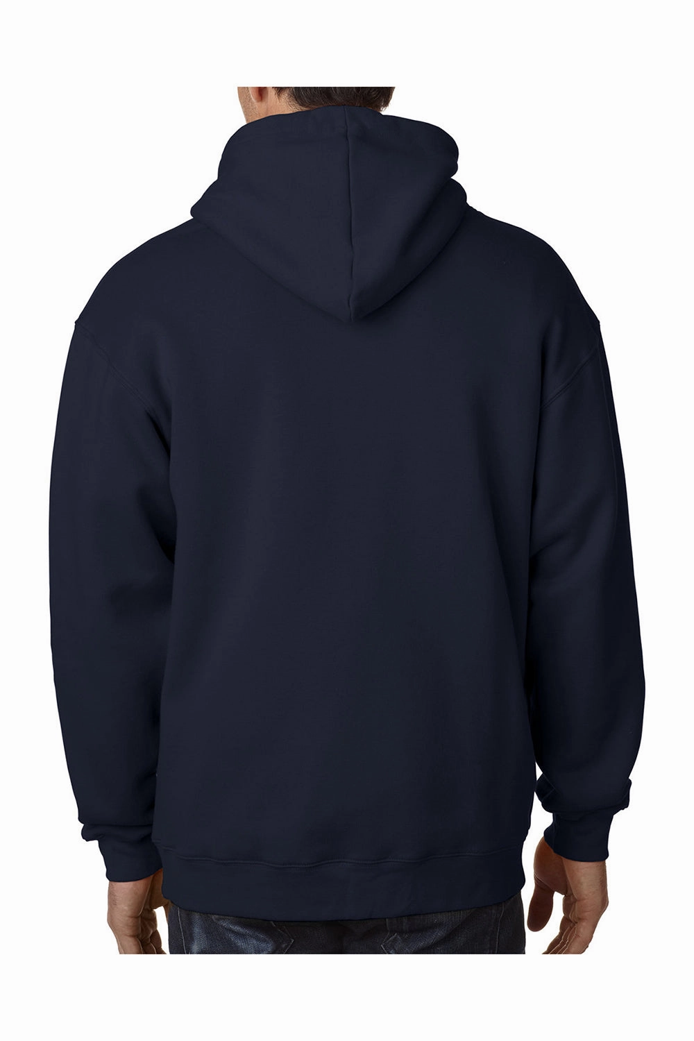 Bayside Mens USA Made Full Zip Hooded Sweatshirt Hoodie w/ Pockets - Navy Blue