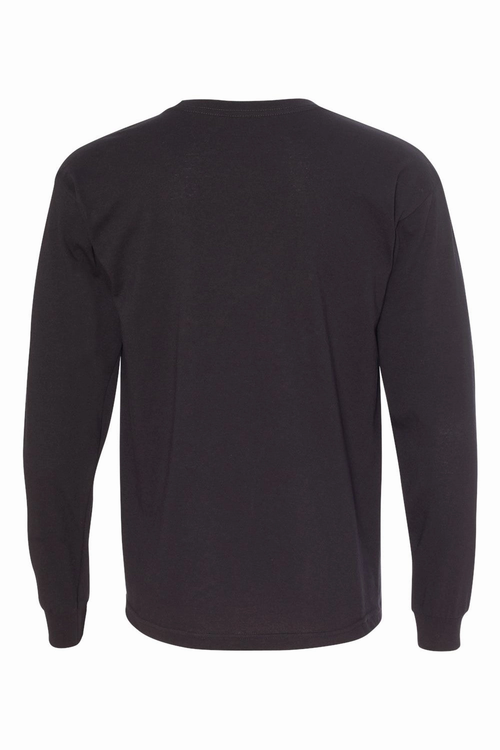 Bayside Mens USA Made Long Sleeve Crewneck T-Shirt - Black