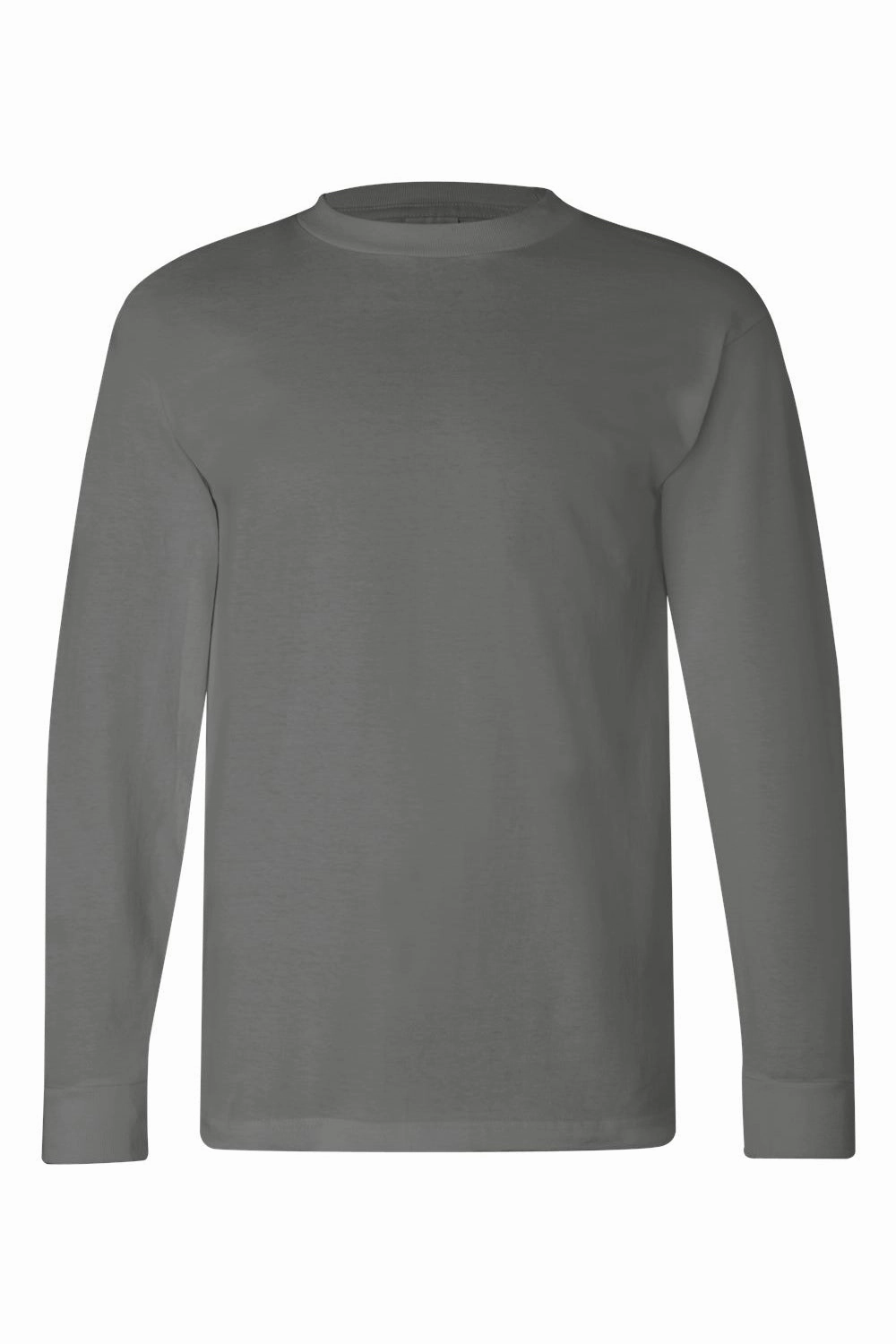 Bayside Mens USA Made Long Sleeve Crewneck T-Shirt - Charcoal Grey