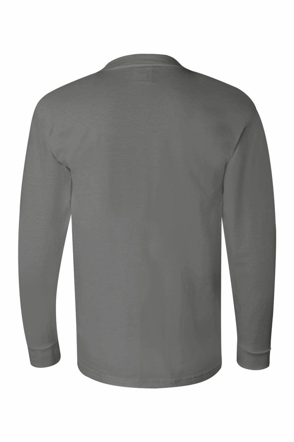 Bayside Mens USA Made Long Sleeve Crewneck T-Shirt - Charcoal Grey