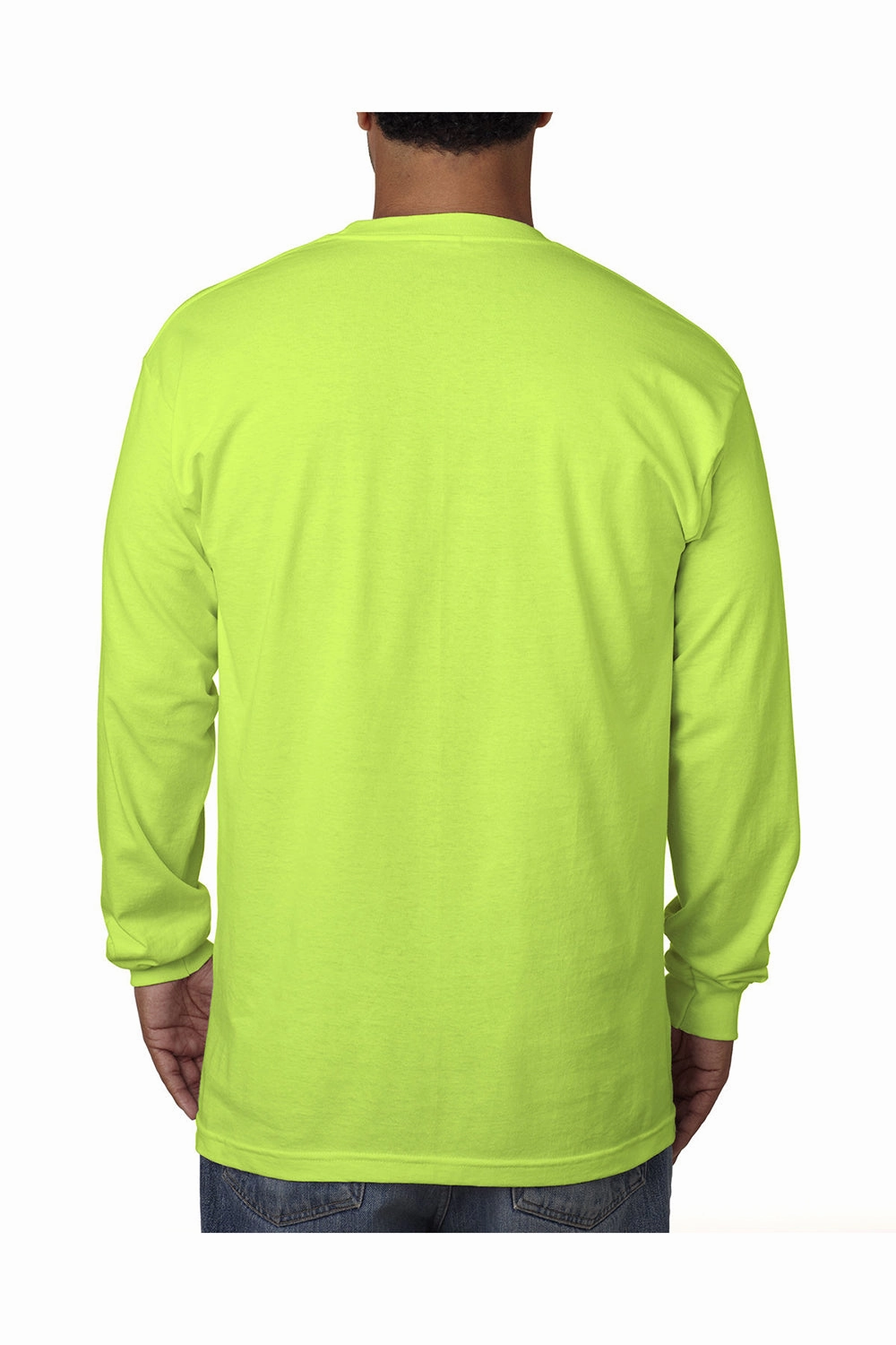 Bayside Mens USA Made Long Sleeve Crewneck T-Shirt - Lime Green