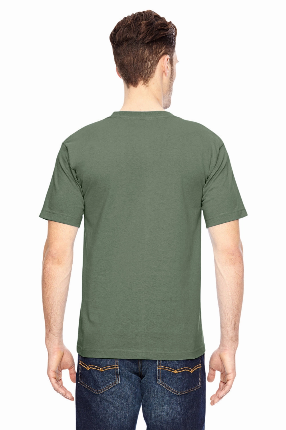Bayside Mens USA Made Short Sleeve Crewneck T-Shirt - Army Green