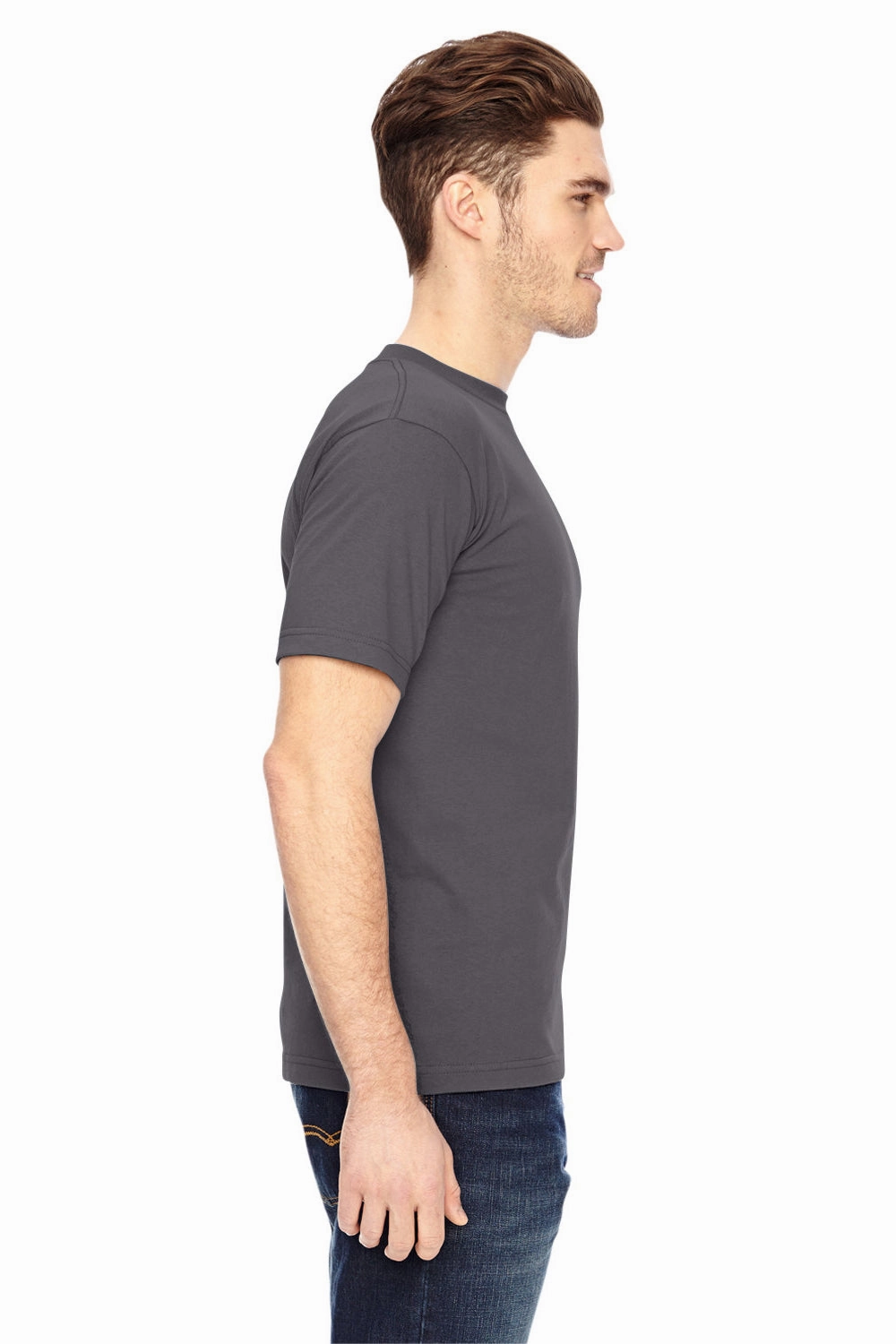 Bayside Mens USA Made Short Sleeve Crewneck T-Shirt - Charcoal Grey