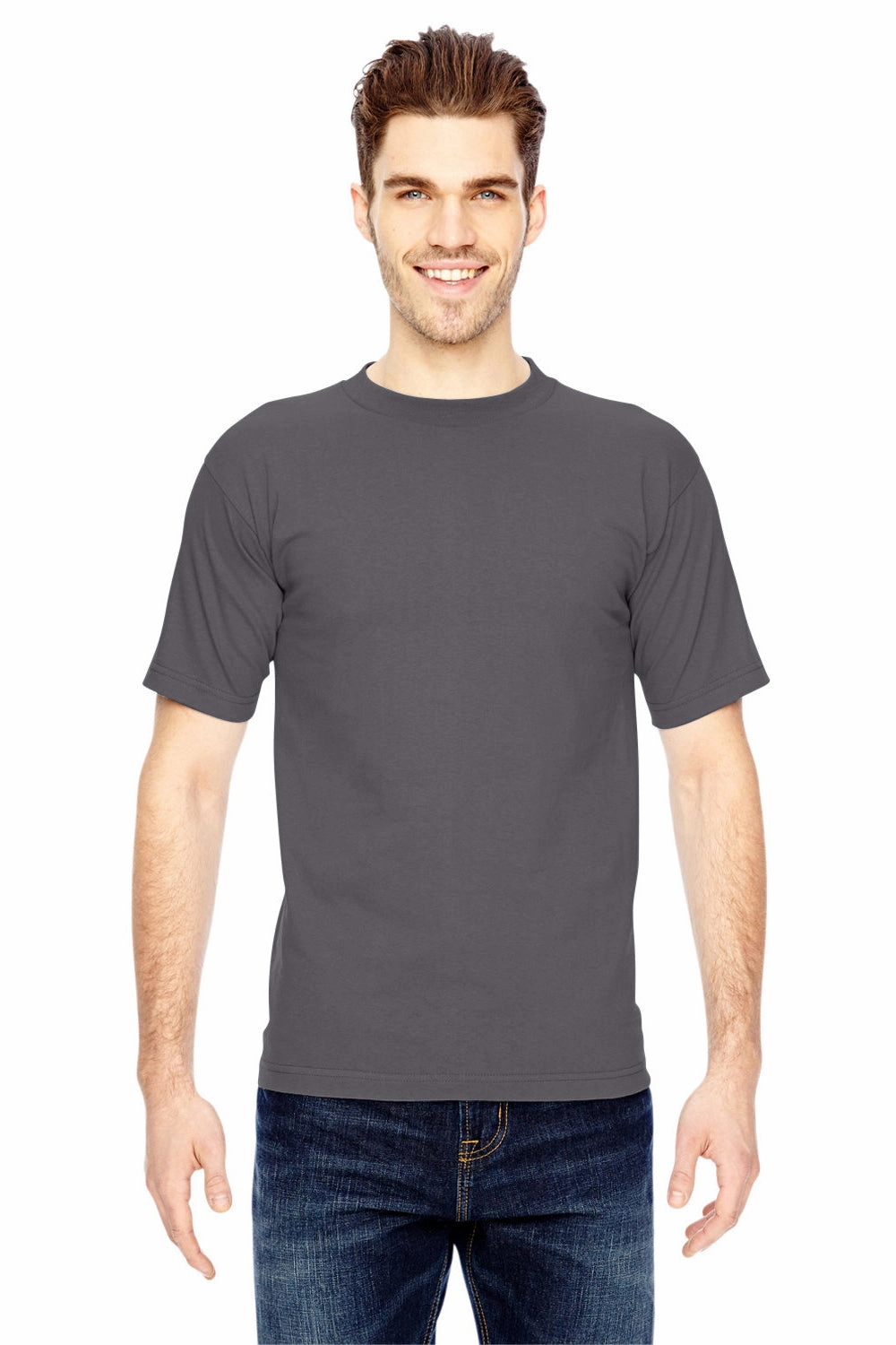 Bayside Mens USA Made Short Sleeve Crewneck T-Shirt - Charcoal Grey