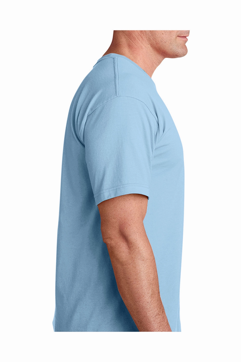 Bayside Mens USA Made Short Sleeve Crewneck T-Shirt - Light Blue