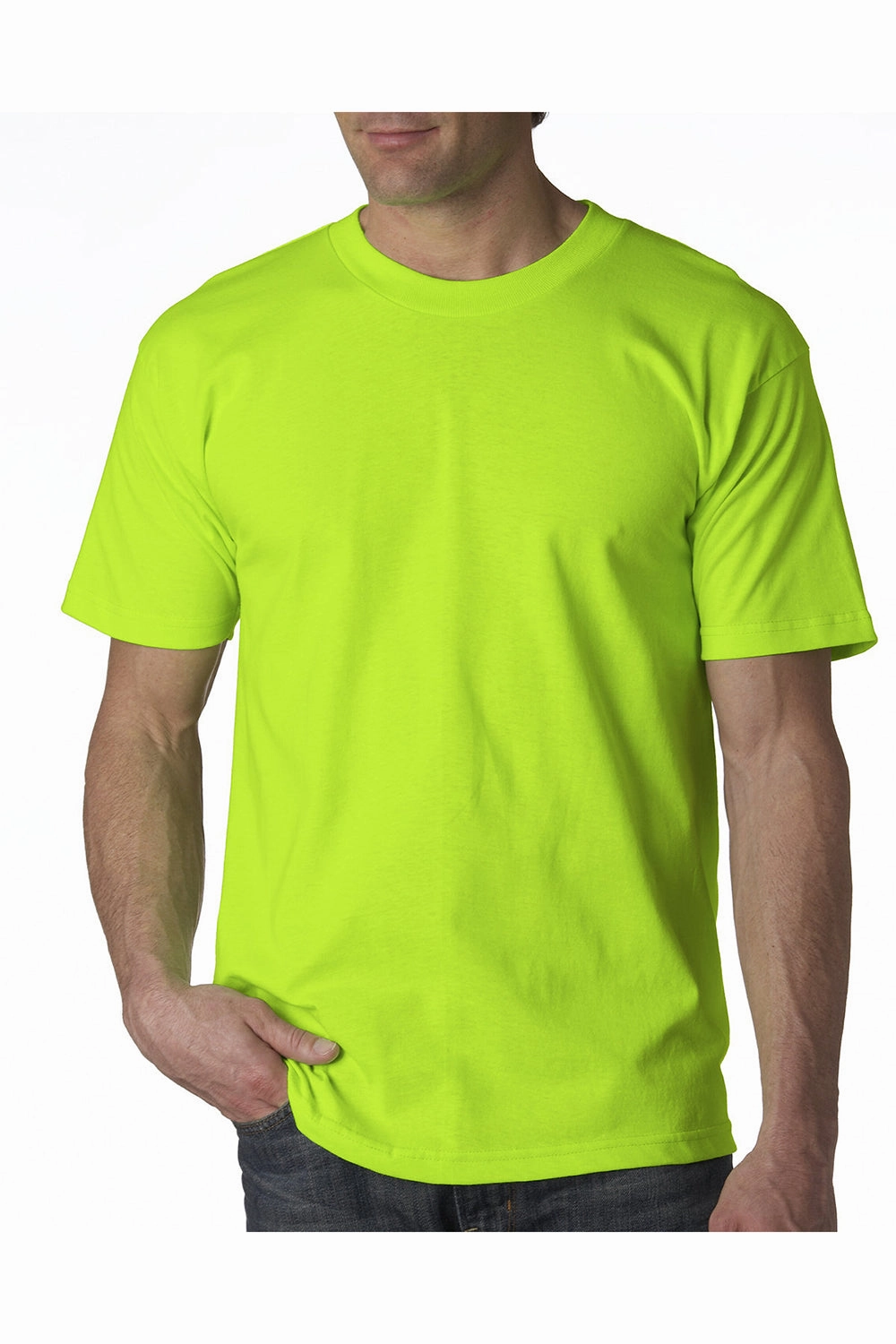 Bayside Mens USA Made Short Sleeve Crewneck T-Shirt - Lime Green