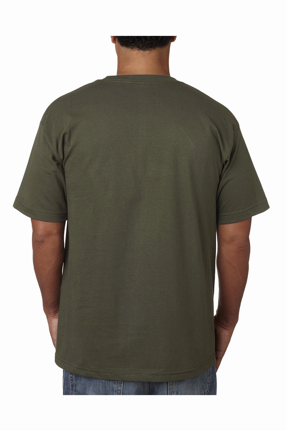 Bayside Mens USA Made Short Sleeve Crewneck T-Shirt - Olive Green