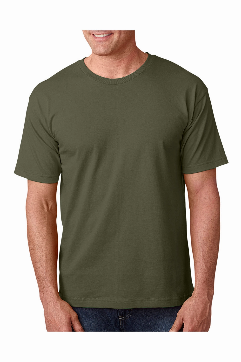 Bayside Mens USA Made Short Sleeve Crewneck T-Shirt - Olive Green