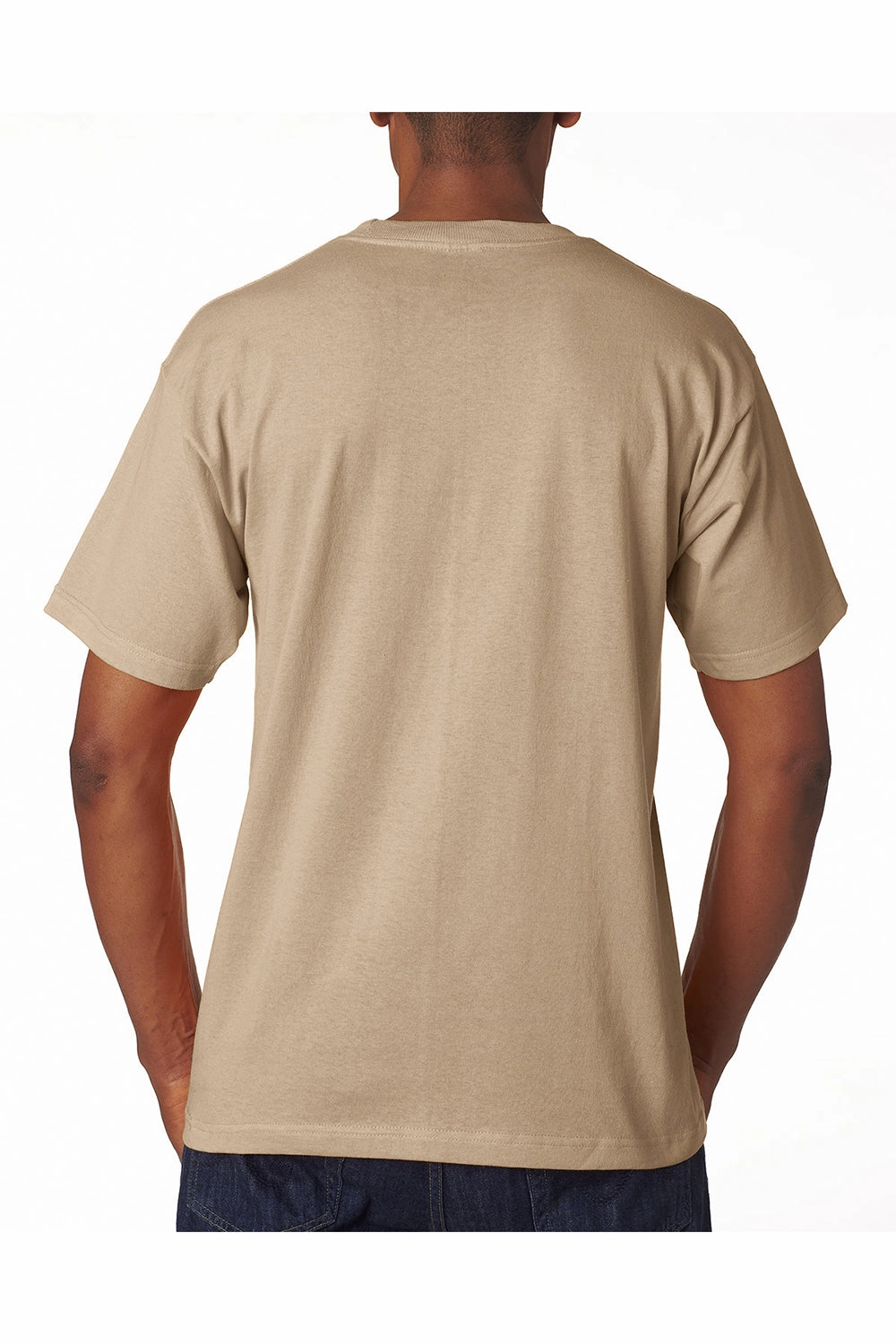 Bayside Mens USA Made Short Sleeve Crewneck T-Shirt - Sand