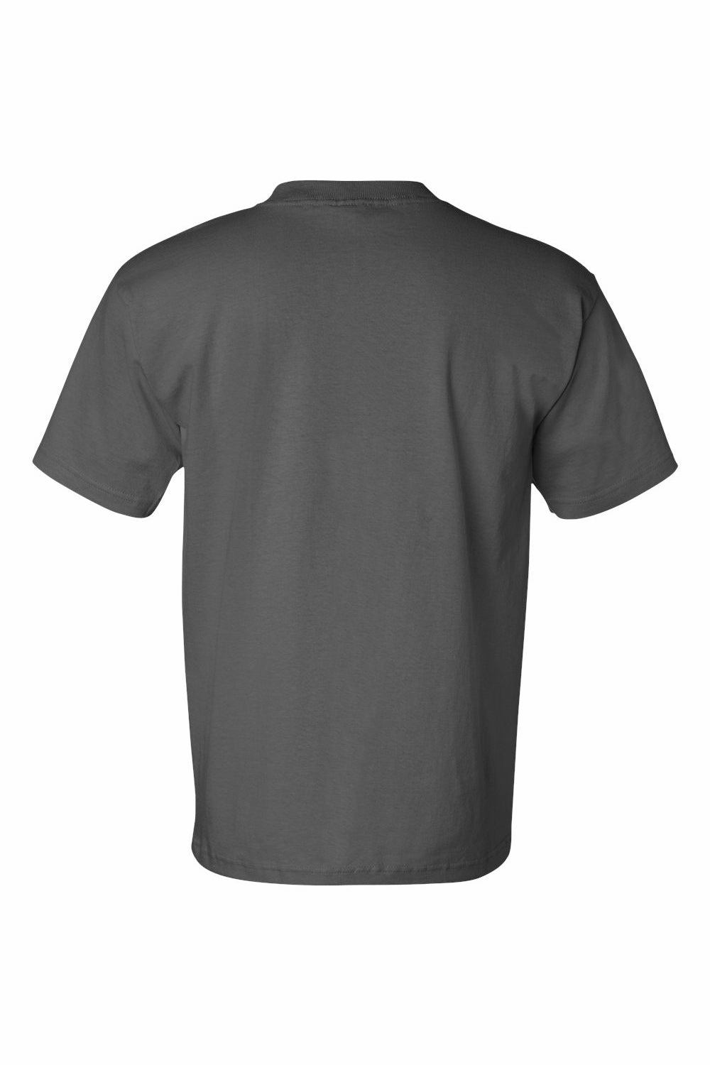 Bayside Mens USA Made Short Sleeve Crewneck T-Shirt w/ Pocket - Charcoal Grey