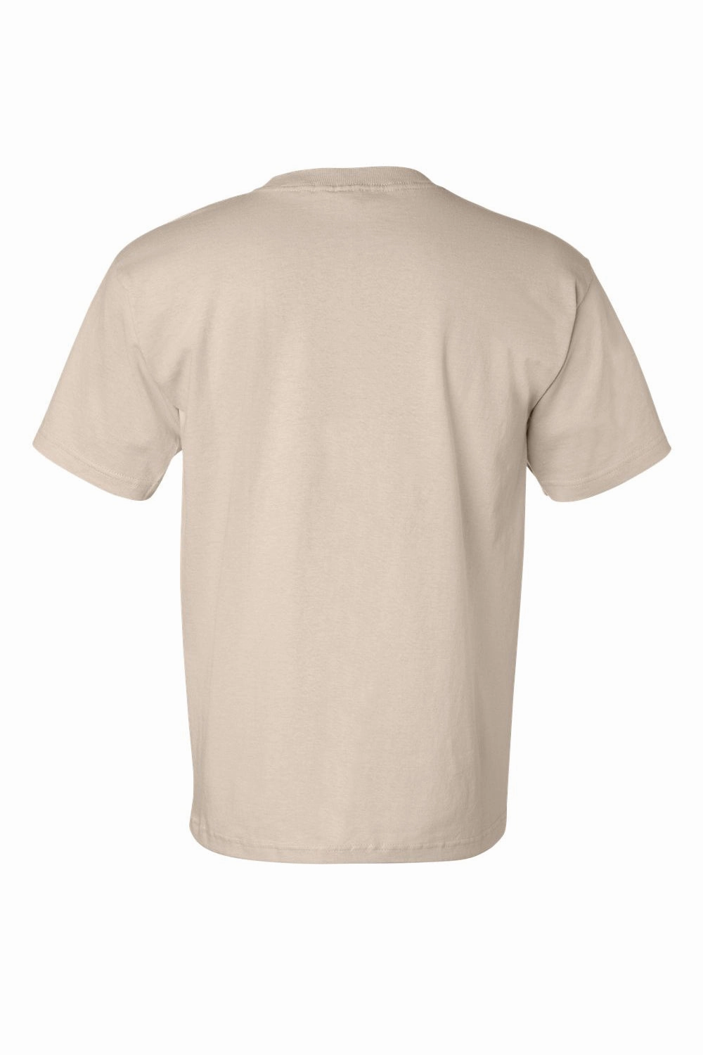 Bayside Mens USA Made Short Sleeve Crewneck T-Shirt w/ Pocket - Sand