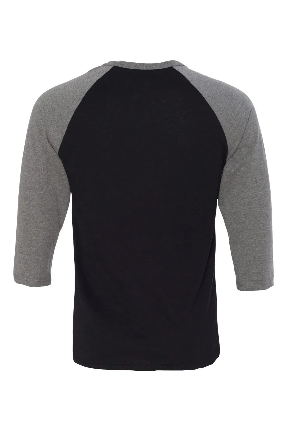 Bella   Canvas Mens 3/4 Sleeve Crewneck T-Shirt - Black/Heather Deep Grey