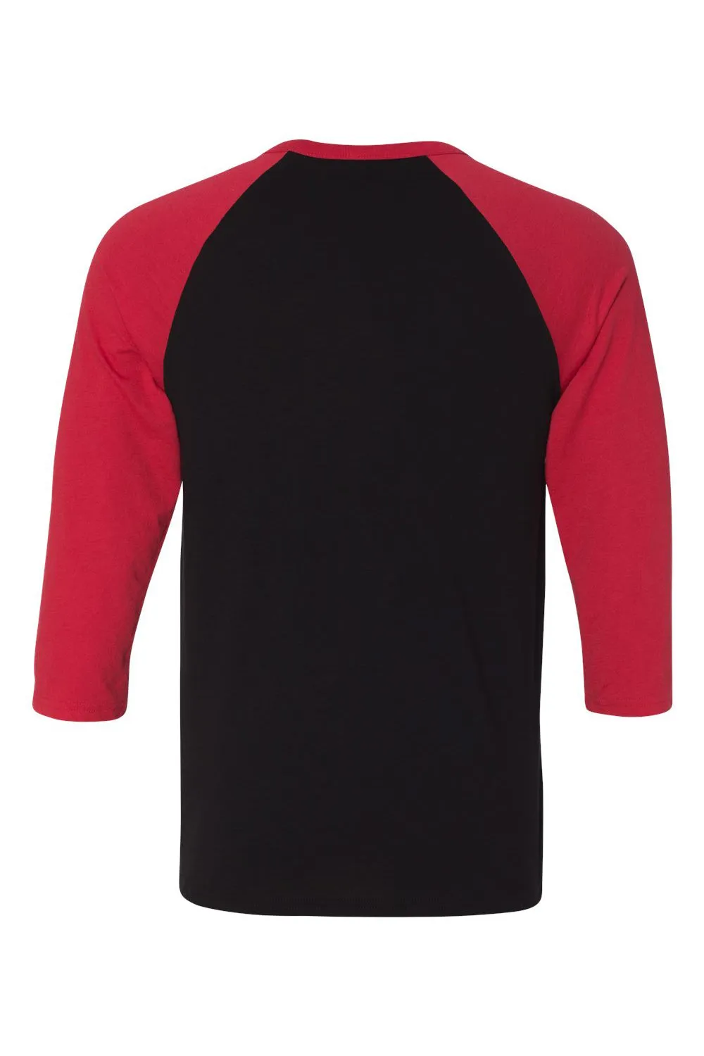 Bella   Canvas Mens 3/4 Sleeve Crewneck T-Shirt - Black/Red