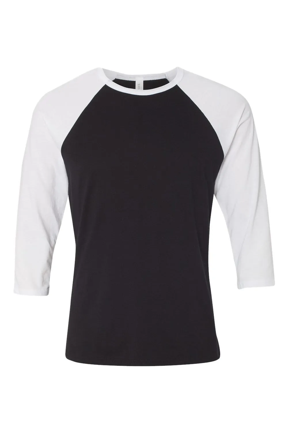 Bella   Canvas Mens 3/4 Sleeve Crewneck T-Shirt - Black/White