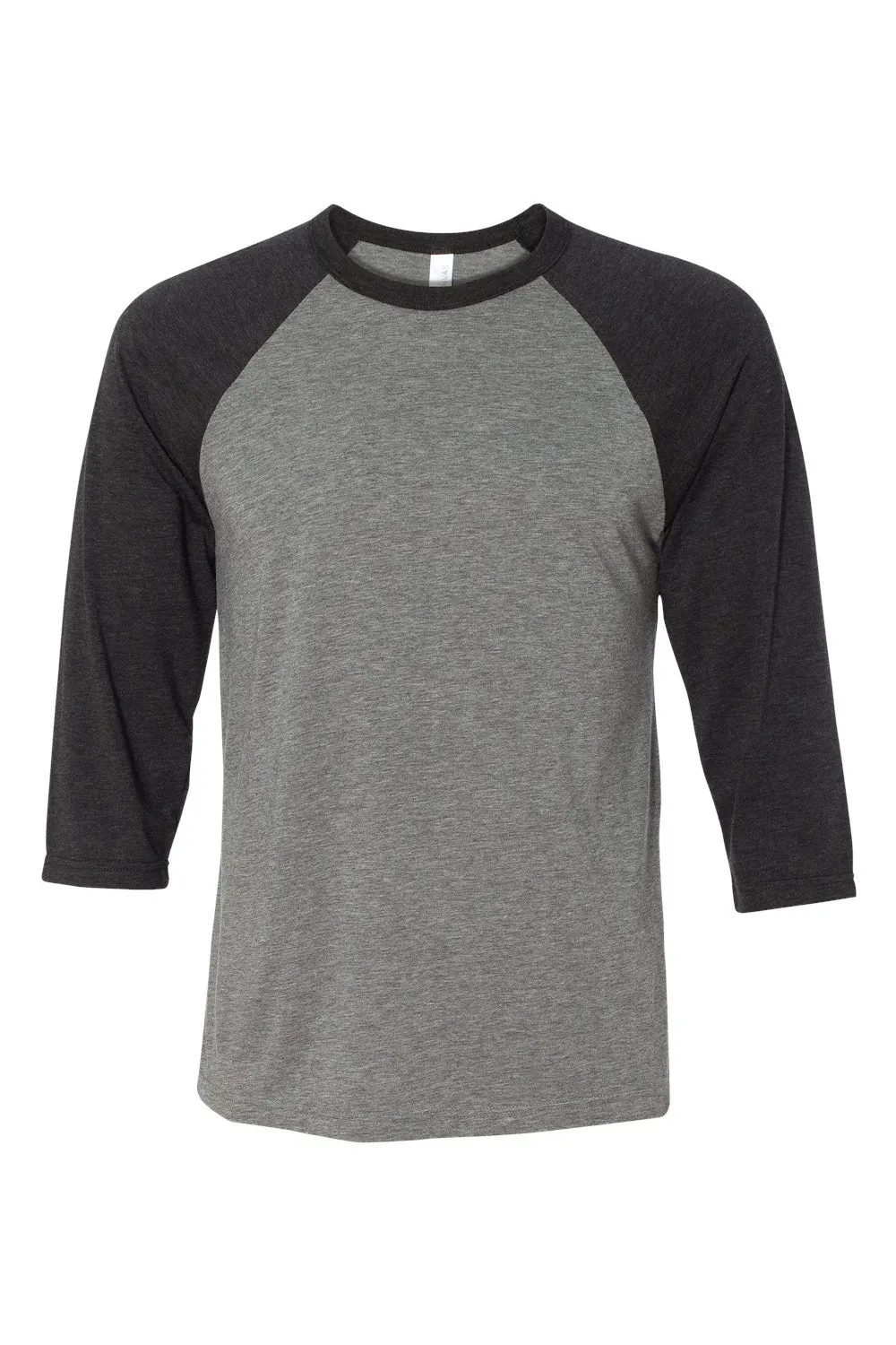 Bella   Canvas Mens 3/4 Sleeve Crewneck T-Shirt - Grey/Charcoal Black