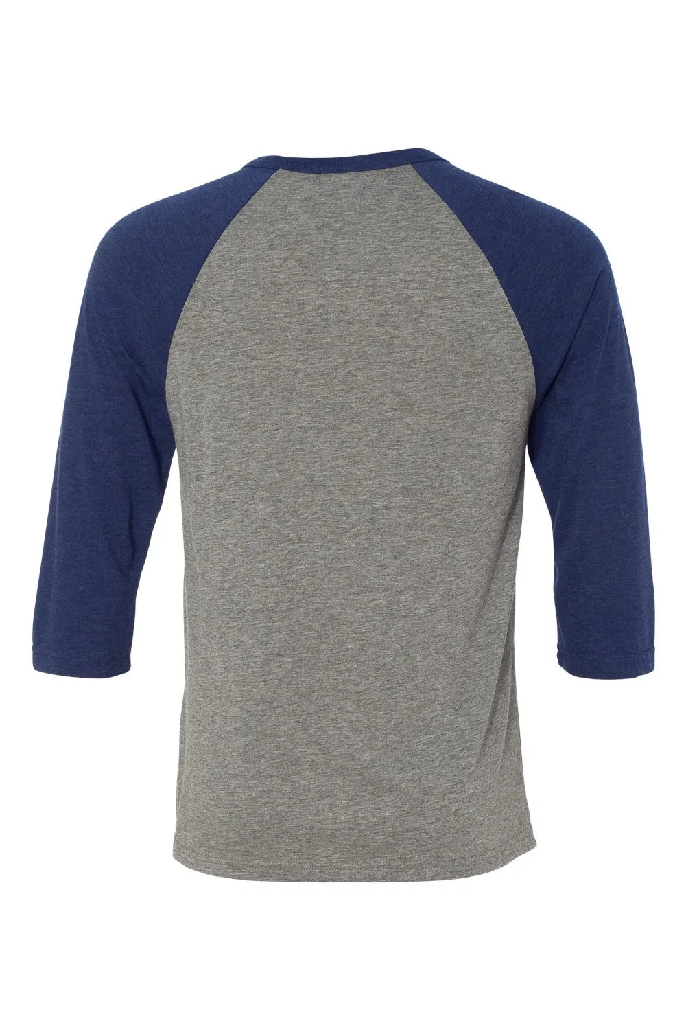 Bella   Canvas Mens 3/4 Sleeve Crewneck T-Shirt - Grey/Navy Blue